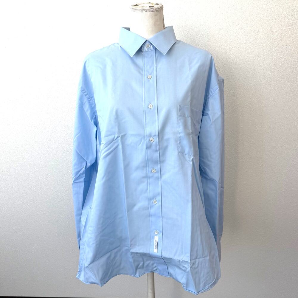 Damon Men's Button-Up Long Sleeve Blue Dress Shirt Cotton Blend 17.5-35 Size XL